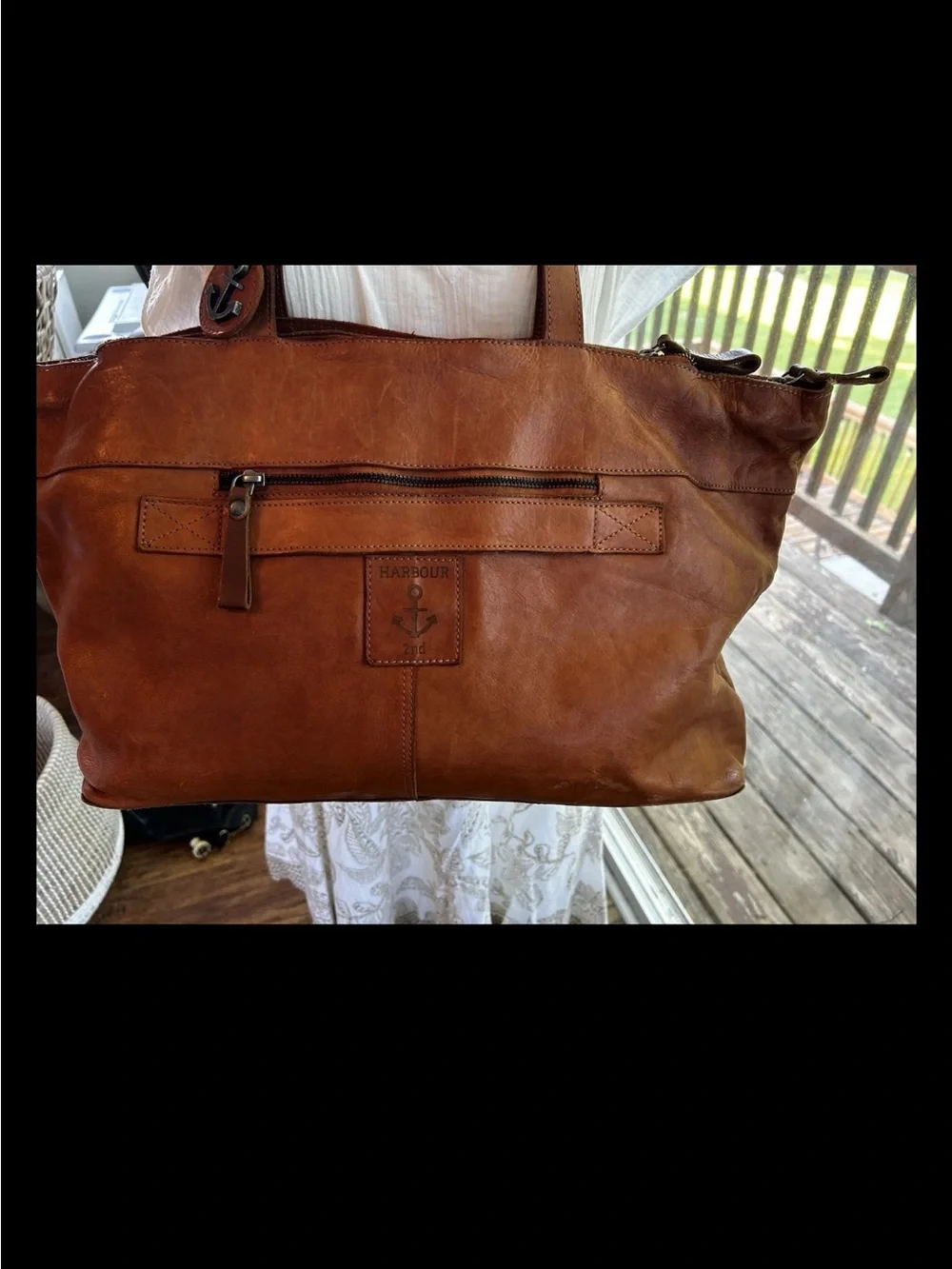 Harbor 2Nd Brown Leather XL Tote/Shoulder  Accent Rectangle Women